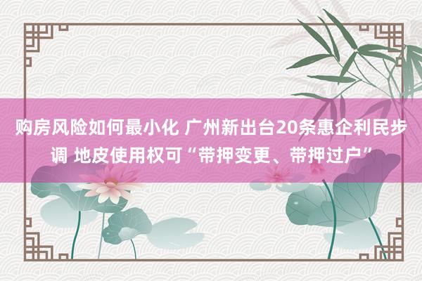 购房风险如何最小化 广州新出台20条惠企利民步调 地皮使用权可“带押变更、带押过户”