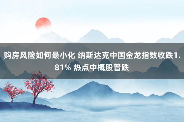 购房风险如何最小化 纳斯达克中国金龙指数收跌1.81% 热点中概股普跌