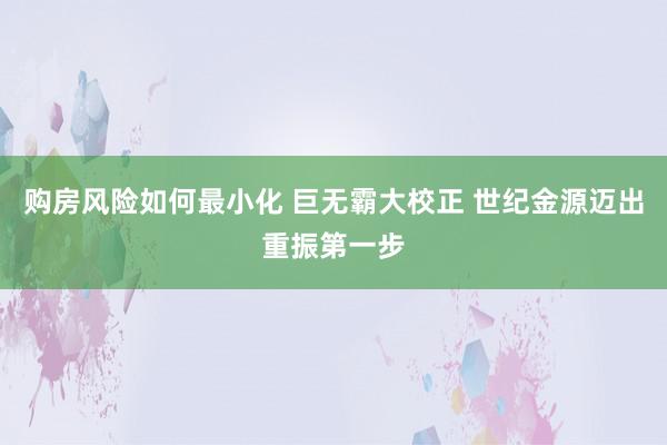 购房风险如何最小化 巨无霸大校正 世纪金源迈出重振第一步