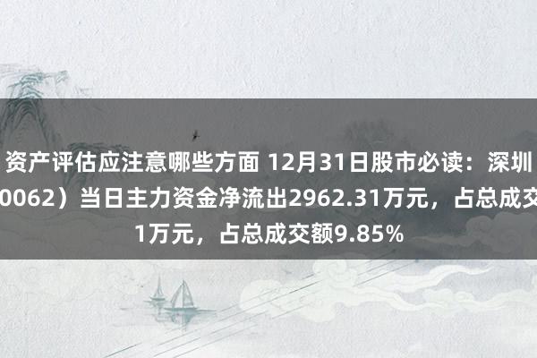 资产评估应注意哪些方面 12月31日股市必读：深圳华强（000062）当日主力资金净流出2962.31万元，占总成交额9.85%