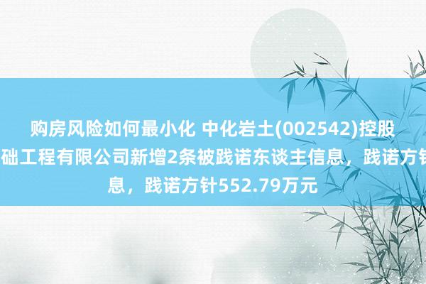 购房风险如何最小化 中化岩土(002542)控股的上海迢遥基础工程有限公司新增2条被践诺东谈主信息，践诺方针552.79万元