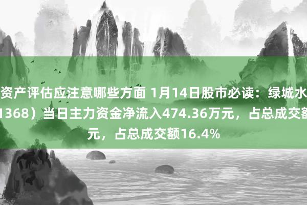 资产评估应注意哪些方面 1月14日股市必读：绿城水务（601368）当日主力资金净流入474.36万元，占总成交额16.4%