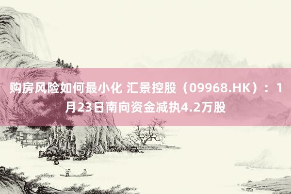 购房风险如何最小化 汇景控股（09968.HK）：1月23日南向资金减执4.2万股