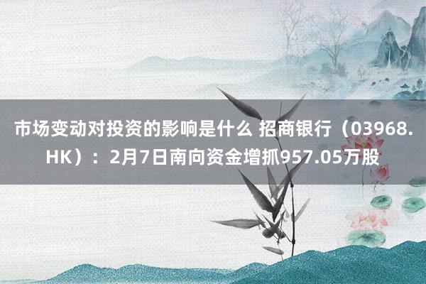 市场变动对投资的影响是什么 招商银行（03968.HK）：2月7日南向资金增抓957.05万股