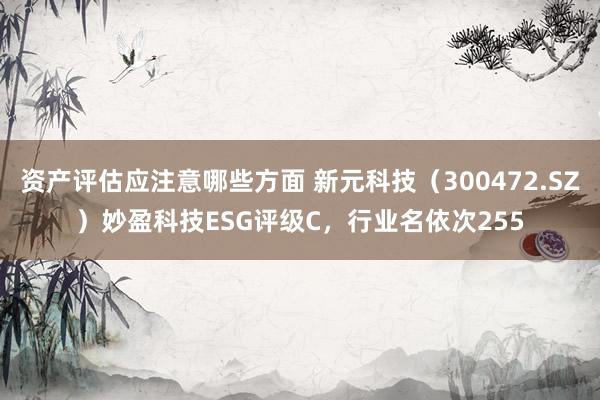 资产评估应注意哪些方面 新元科技（300472.SZ）妙盈科技ESG评级C，行业名依次255