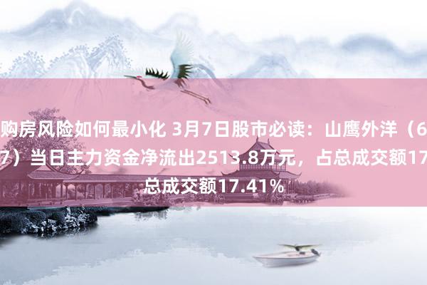 购房风险如何最小化 3月7日股市必读：山鹰外洋（600567）当日主力资金净流出2513.8万元，占