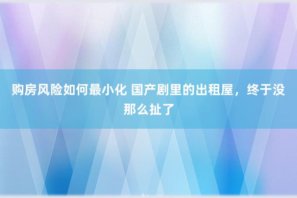 购房风险如何最小化 国产剧里的出租屋，终于没那么扯了