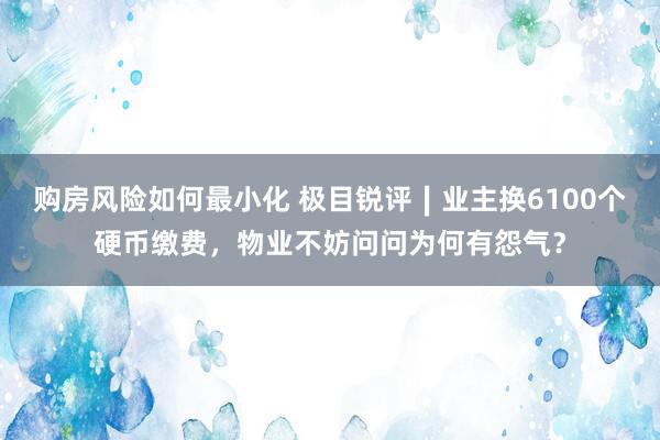 购房风险如何最小化 极目锐评∣业主换6100个硬币缴费，物业不妨问问为何有怨气？