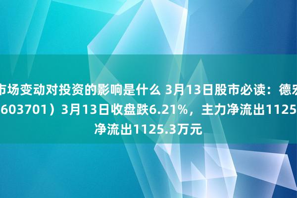 市场变动对投资的影响是什么 3月13日股市必读：德宏股份（603701）3月13日收盘跌6.21%，